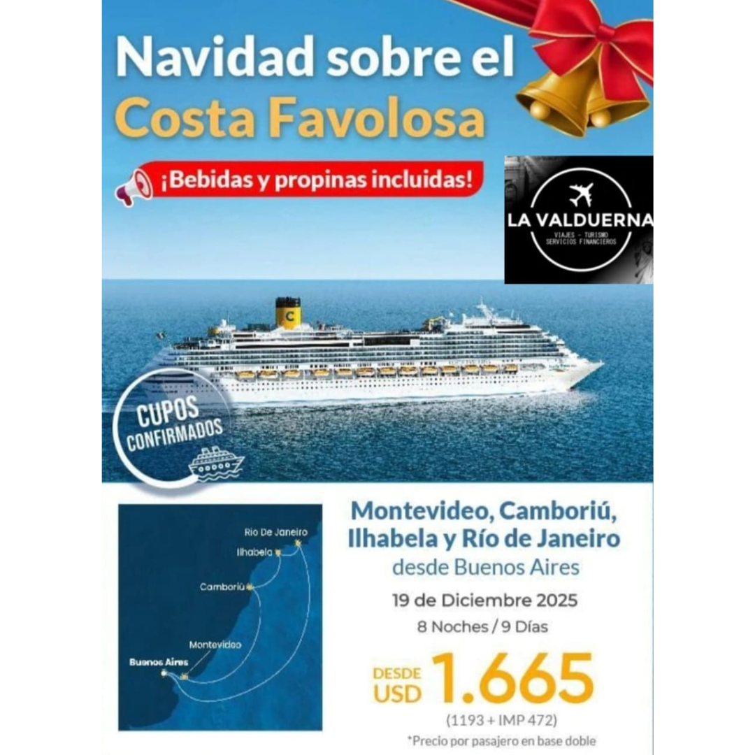 Navidad sobre el Costa Favolosa Crucero Costa Favolosa Navidad 2025 – La Valduerna