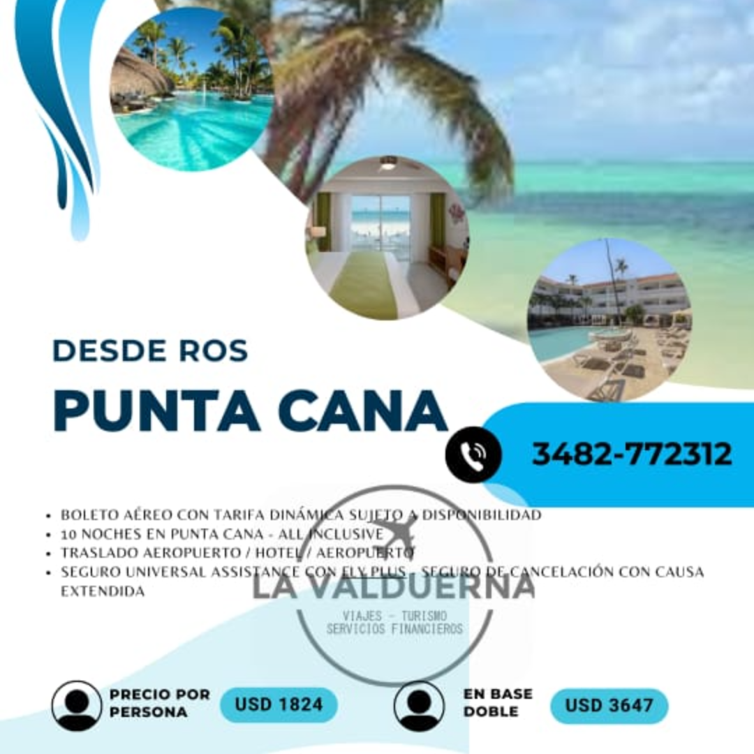 Punta Cana desde Rosario – Paquete All Inclusive Punta Cana desde Rosario con 10 noches All Inclusive – La Valduerna
