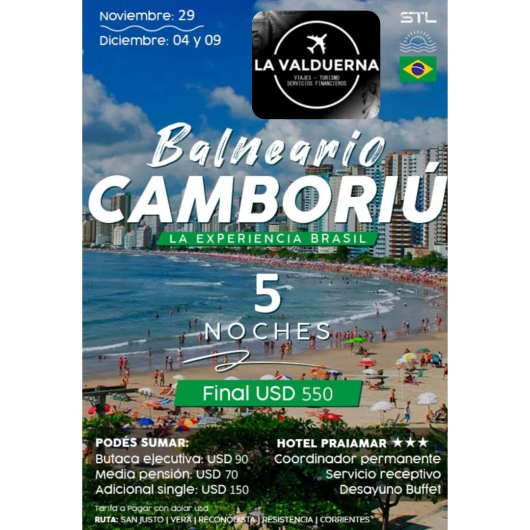 Balneario Camboriú – 5 noches Paquete a Balneario Camboriú de 5 noches – La Valduerna