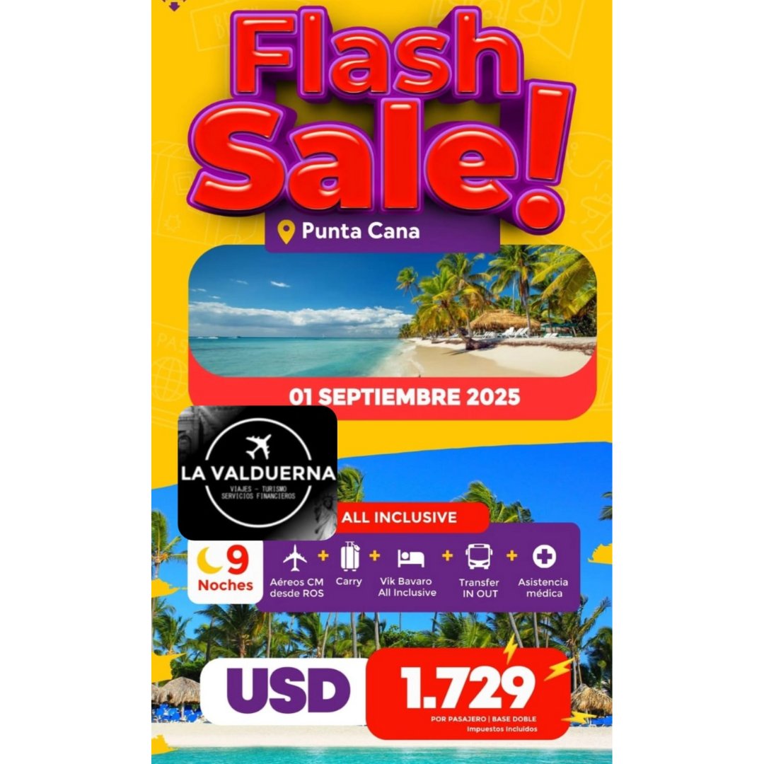 Flash Sale – Punta Cana 2025 – La Valduerna Paquete All Inclusive Punta Cana 2025 – La Valduerna
