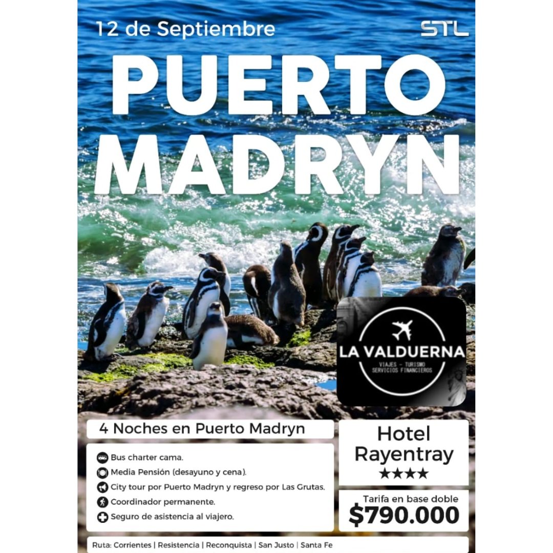 Puerto Madryn – 4 noches • Hotel Rayentray Puerto Madryn 4 noches en Hotel Rayentray con media pensión – La Valduerna